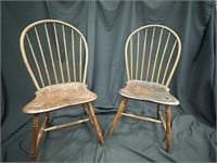 Pair 18th C. Antique Windsor Bentwood Chairs