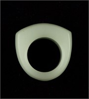 Fine Chinese White Hardstone Carved Archer's Ring