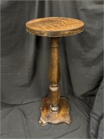 Carved Round Quarter Sawn Oak Pedestal