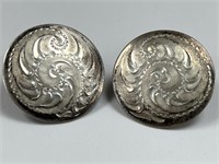Stringer marked  round earrings with design.