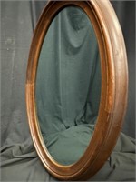 Oval Antique Wide Frame Mahogany Mirror 37" x 25"