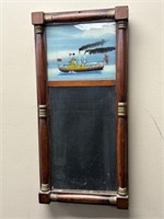 Trumeau Mirror w/Reverse Paint  Nautical Steamboat