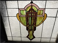 Leaded Stained Glass Leaded Window w/Center Design