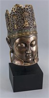 Chinese Fine Bronze Buddha Head Qing Period