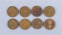 1950s - 60s Angola 50 Centavos Coins 8pc