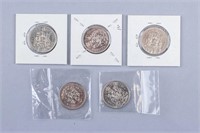 1978 - 1996 Canada 50 Cents Coins 5pc