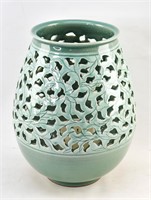 Large SE Asian Style Celadon Candleholder Pot