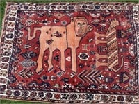 Rare Antique Handwoven Oriental Carpet Prayer Rug