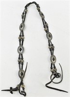 Southwest Style Leather and Silver Toned Necklace