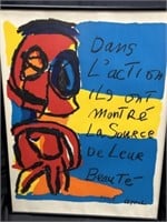 Rare Karel Appel Litho Poster Paris Protest 1968