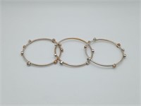 Set 3 Silver Bangle CZ Bracelets
