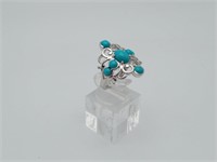 New Sterling Silver Filigree Turquoise Ring