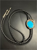 Vintage sterling silver turquoise bolo tie