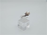 New Sterling Freshwater Pearl & CZ  Ring