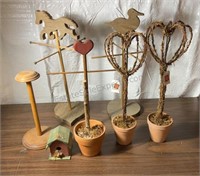 Wooden and Faux Plant Decor