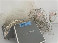 OlagCassini Bridal veil, DonPerrier Flutes + bead.