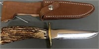 Bark River Stag Handle Knife & Leather Sheath
