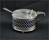 Sterling Silver Mustard Pot w/ Sterling Spoon