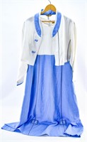 Korean Two Piece Linen Blue & White Dress