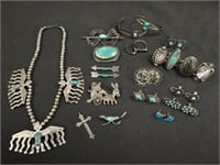 Lot Sterling Turquoise Southwestern Navajo Jewelry