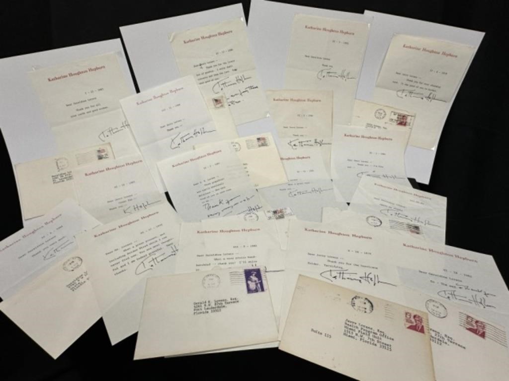 Collection of 16 Signed Katharine Hepburn Letters