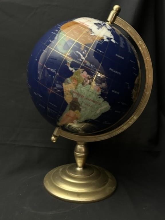 Lapis Semi Precious Gemstone World Globe