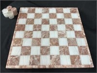 Pink & White Marble Chess/Checker Board