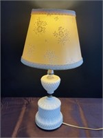 Milk glass hobnail lamp 12 inch tall measuring