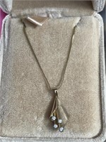 14k GF necklace clear stones 18 inch chain. In