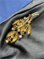 Austria Amber rhinestone brooch vintage Jew