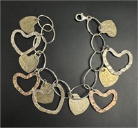 Sterling silver italy hearts bracelet