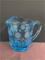Blue coin glass water pitcher