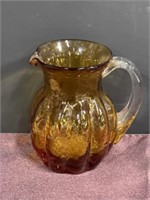 Amber melon art glass small pitcher