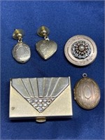 Vintage locket compact lot