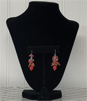 Coral color beaded earrings