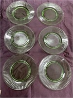 (6) green depression glass plates uranium glass?