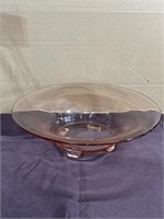 Large Pink depression glass footed bowl