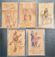 9  Leather Postcards from the early 1900's