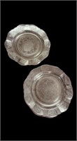 (2) pink depression glass dinner plates