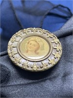 Early 1900’s Portrait button made into pin, stick