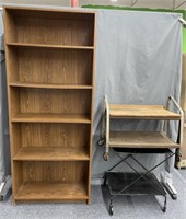 Tall Bookshelf and Two Rolling Carts