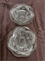 (2) EAPG clear glass plates Early American glass