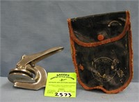Antique notary public stamp with leather pouch