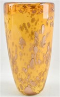 Amber Art Glass Vase with Glitter Decoration