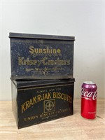 Antique Krispy Crackers and Biscuits tins