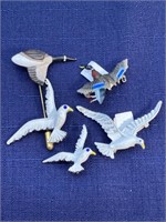 Bird brooch pin lot jewelry