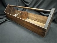 Pine Wood Antique 2 Section Carpenters Tool Caddy