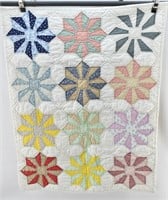 Vintage Quilt with Colorful Star Flower Decoration