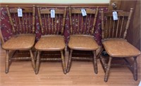 4 Wood Chairs with cushioned seat and table