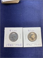 1976 D bicentennial quarter coin Lot MS64 MS63